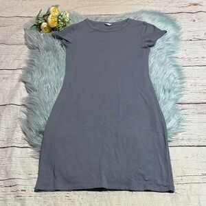 Aritzia Wilfred Free Bodycon Tiny T-Shirt Dress Blue Graphite Sz S